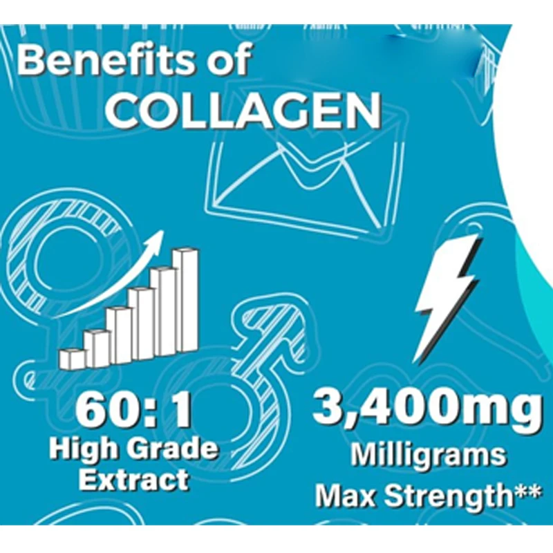 Collagen Complex, Types I, II, III, V, and X, Supports Hair, Skin, Nails, Joints, and Intestines