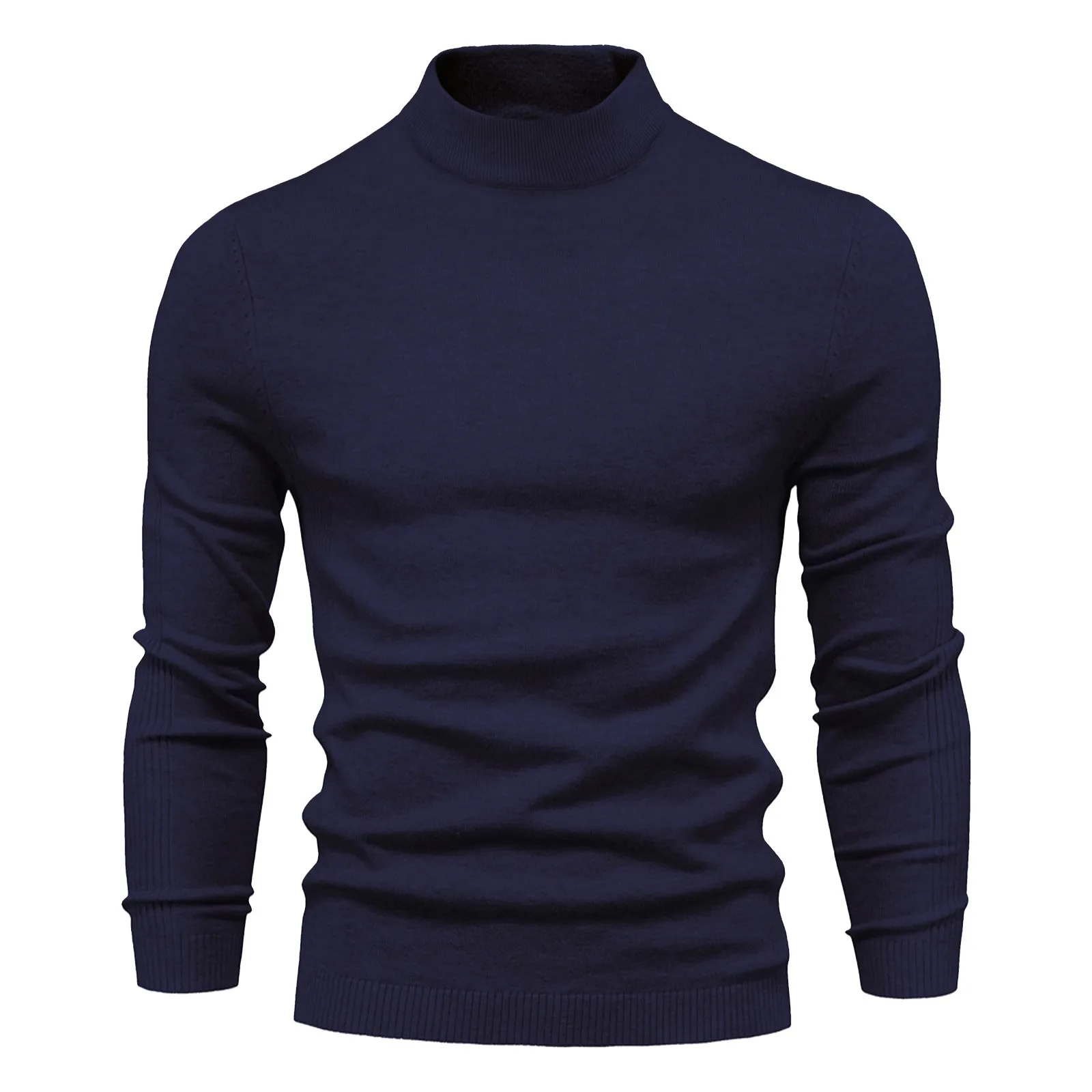 Men Tops Spring Autumn Half Turtleneck Casual Sweaer Bottom Shirt Winter Thickened Warm Slim Fit Solid Color Sweater Tops