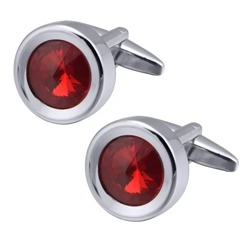 Round Multi Cut Cufflinks Men Women Crystal French Casual Simple Fashionable Formal Wedding Banquet Celebration Birthday Gift