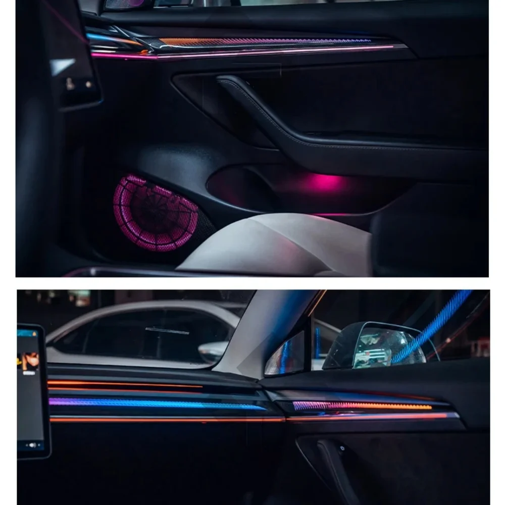 New Release For Tesla Model 3/Model Y Ambient Light Dragon Scale 128 Colors Rainbow LED Ambient Light vehicle Decorative lamp