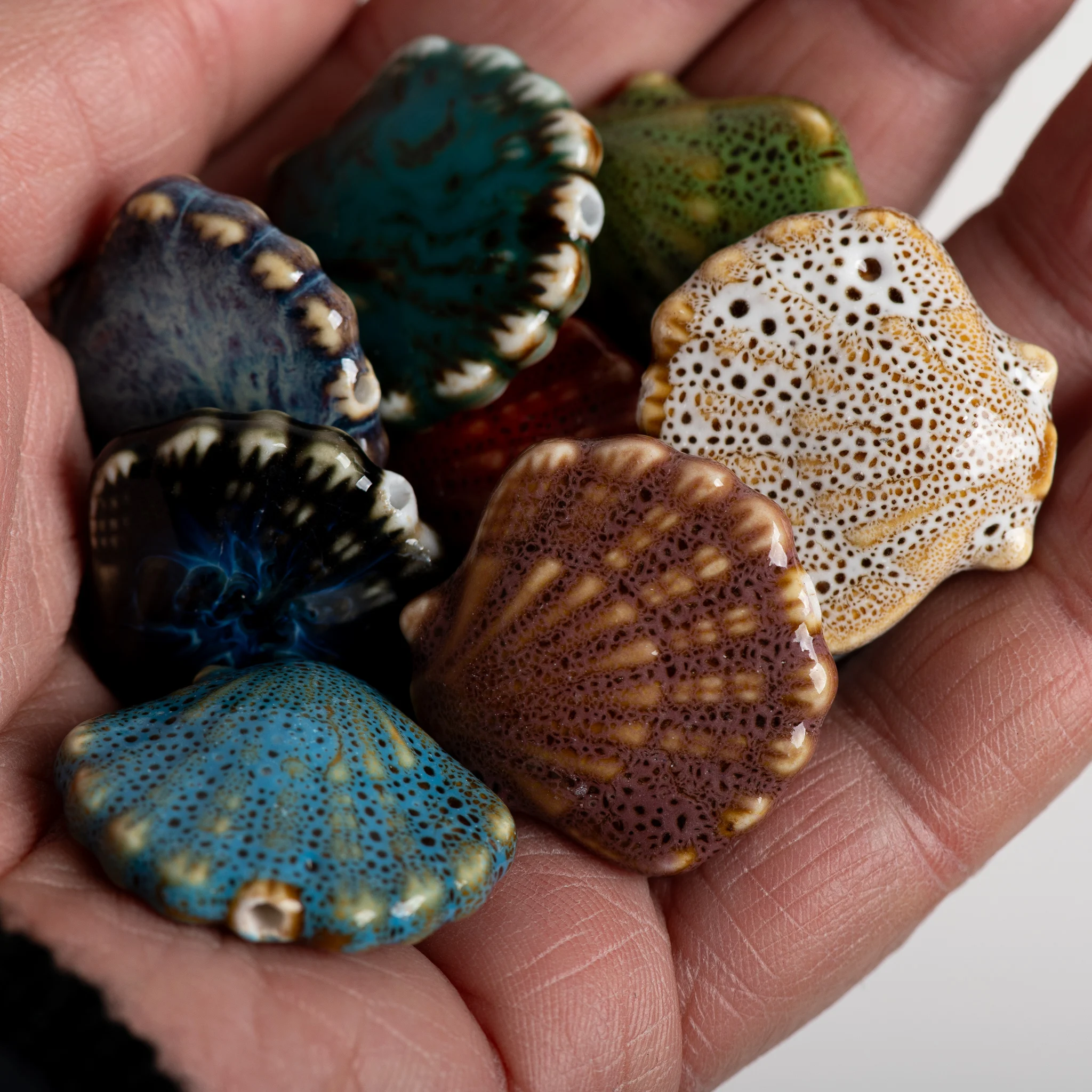 30#5pcs Handmade Ceramic Scallop Pendant 30mm Porcelain Jewelry Making Supplies for Necklaces