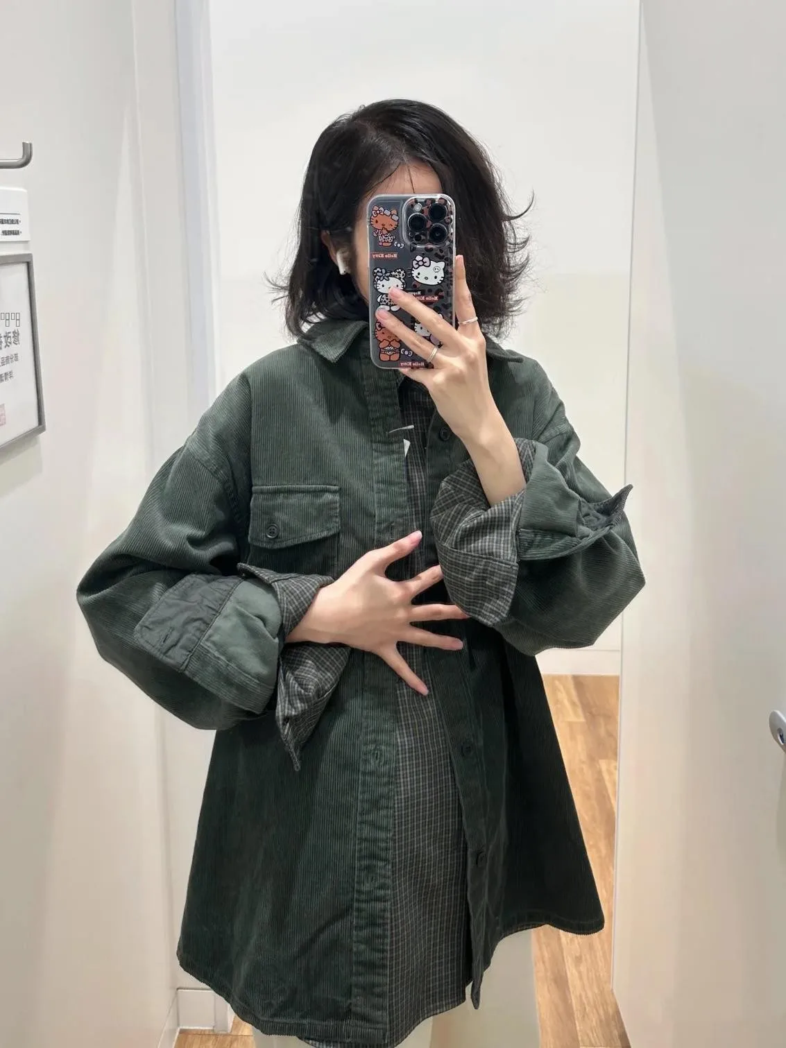 

Sumu ex Corduroy Workwear irt Long Sve Casual Vintage Outerwear Lightweight Autumn Winter Faion Ladies Jaet