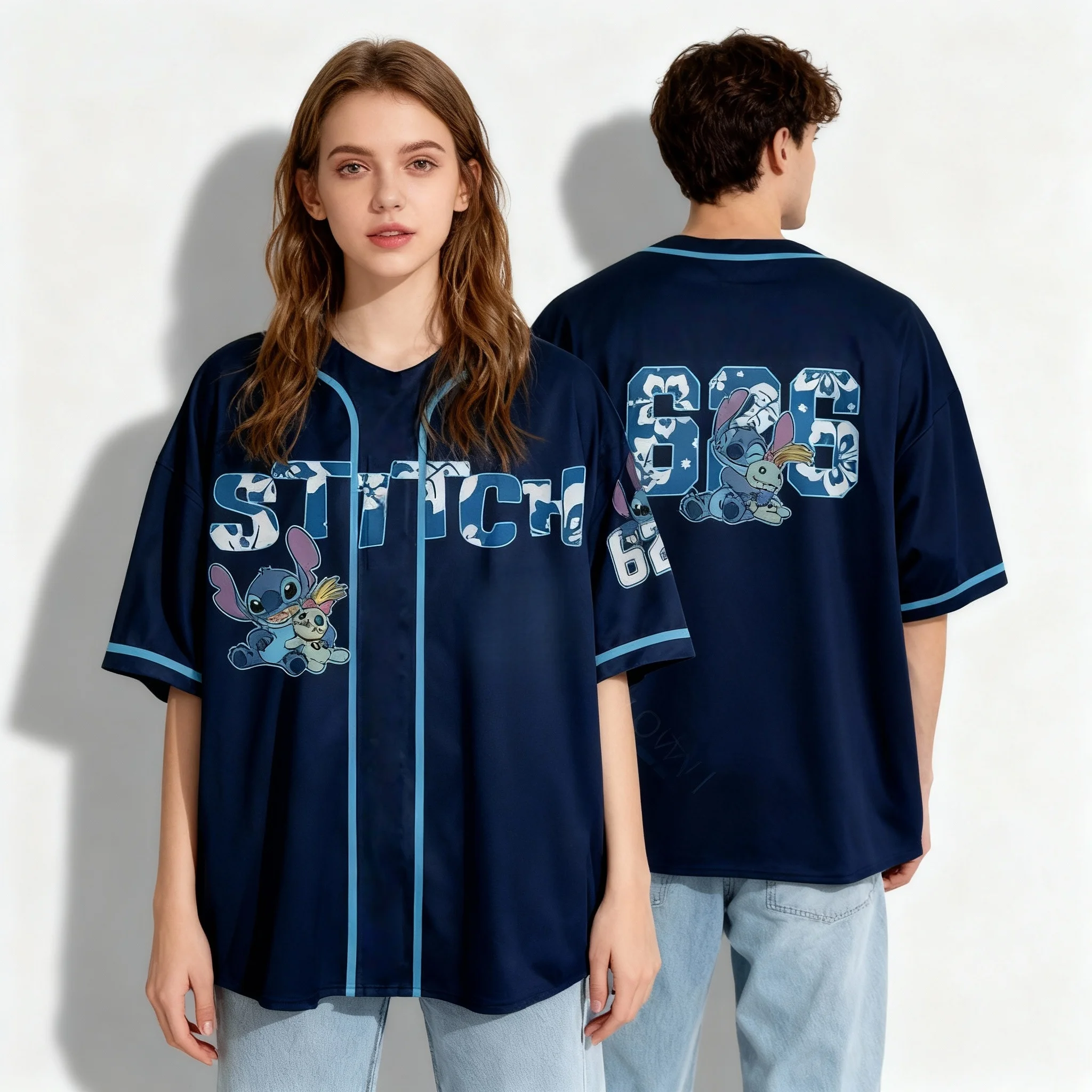 Disney Minion Dumbo Baseball Football Shirt Summer T-shirt Oversized Women's and Men's Adult Trendy Short Sleeves