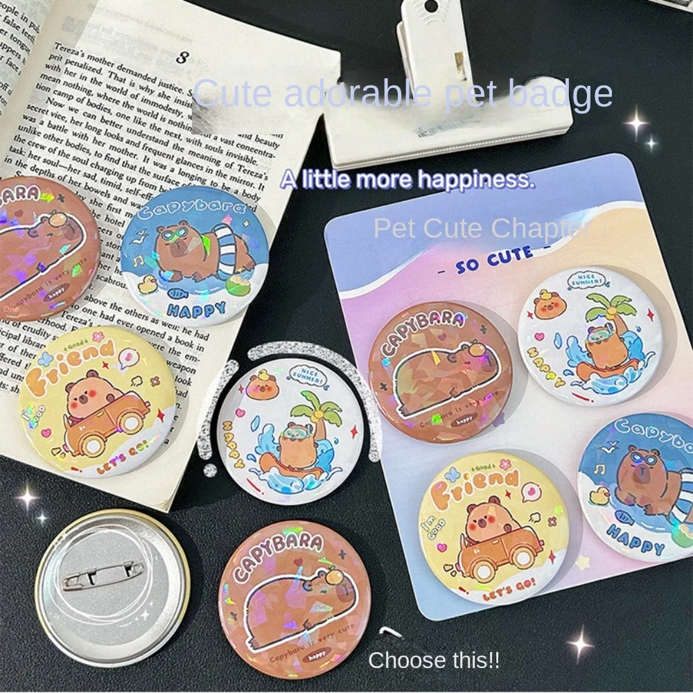 Baru Irony Capybara Pin melingkar kembali Pin bros kartun lencana