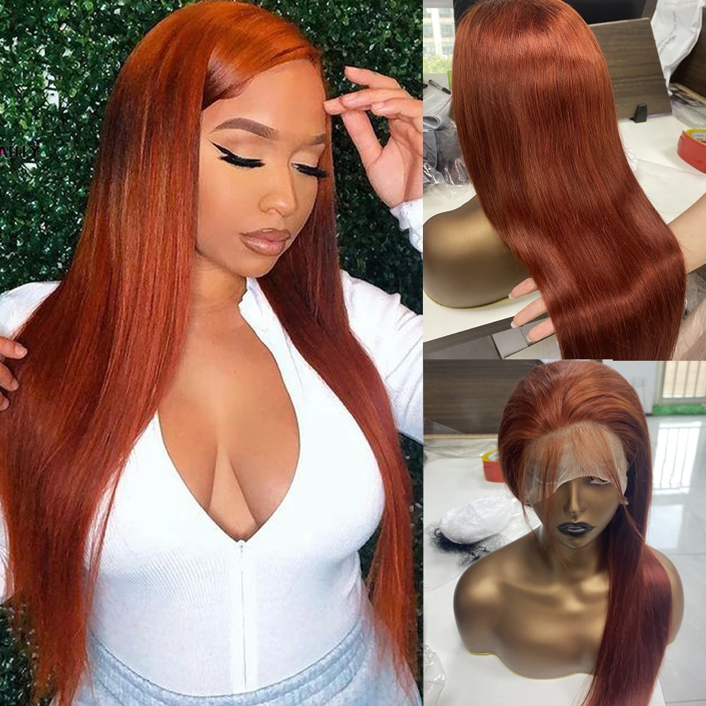 Reddish Brown Hd Lace Wig 13x6 Human Hair PrePlucked 250% 13x4 Straight Lace Front Wig Dark Red Brown 360 Full Lace Frontal Wigs