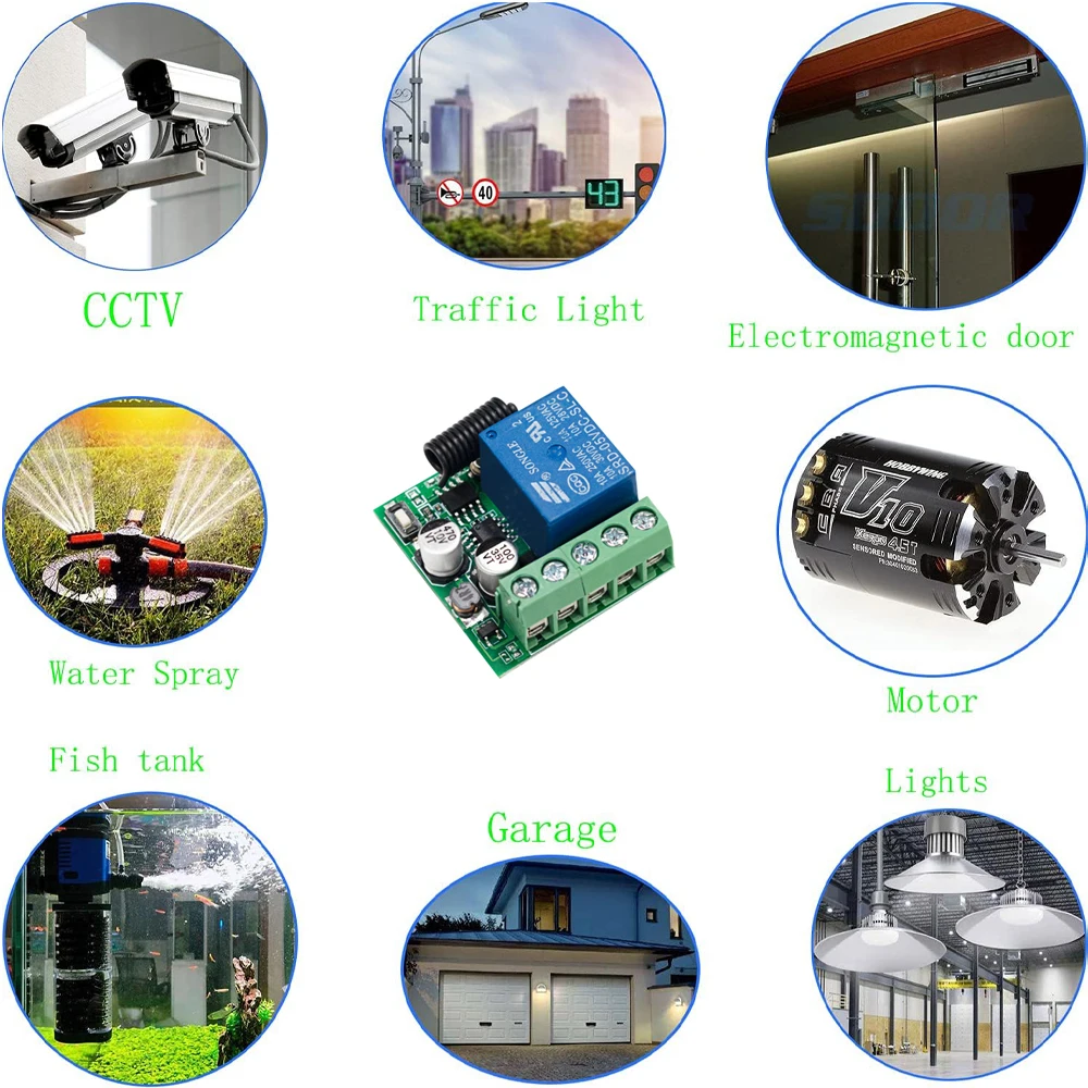 CENFAYA DC 5V 12V 24V Wireless Mini Receiver Relay Switch 433Mhz Round Remote Control for Light Gate Door Electromagnetic Lock