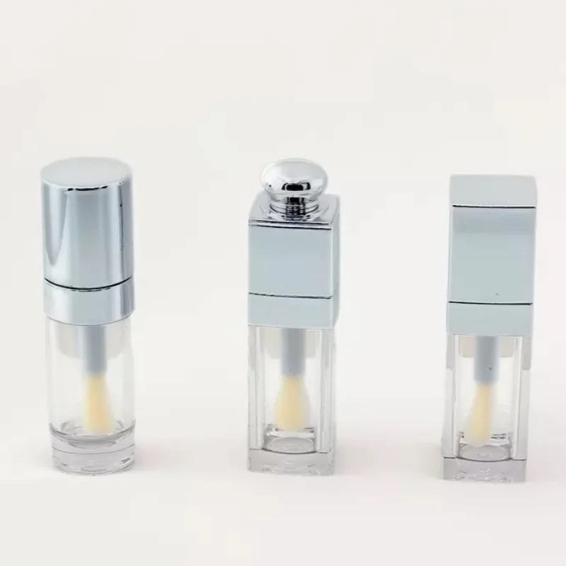 

50Pcs Empty Short Gold Silver 10ML Square Round Lip Plumper Gloss Tubes Big Wand Lipgloss Container Tube With Big Doe Foot