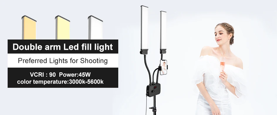 Professionelle Tattoo-Schönheitslampe, Fotografie, LED-Ringlicht, flexibel, 4-armig, LED-Videoleuchte, 65 W, 3200–5600 K, mit USB-Ladeanschluss – Detail 1
