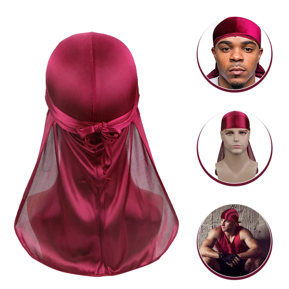 Durag Durags Silk Men Satin Tail Headwraps Silky Women Headscarf Cap Elastic Wrap Caps Hair Do Rags Headdress Sleeping