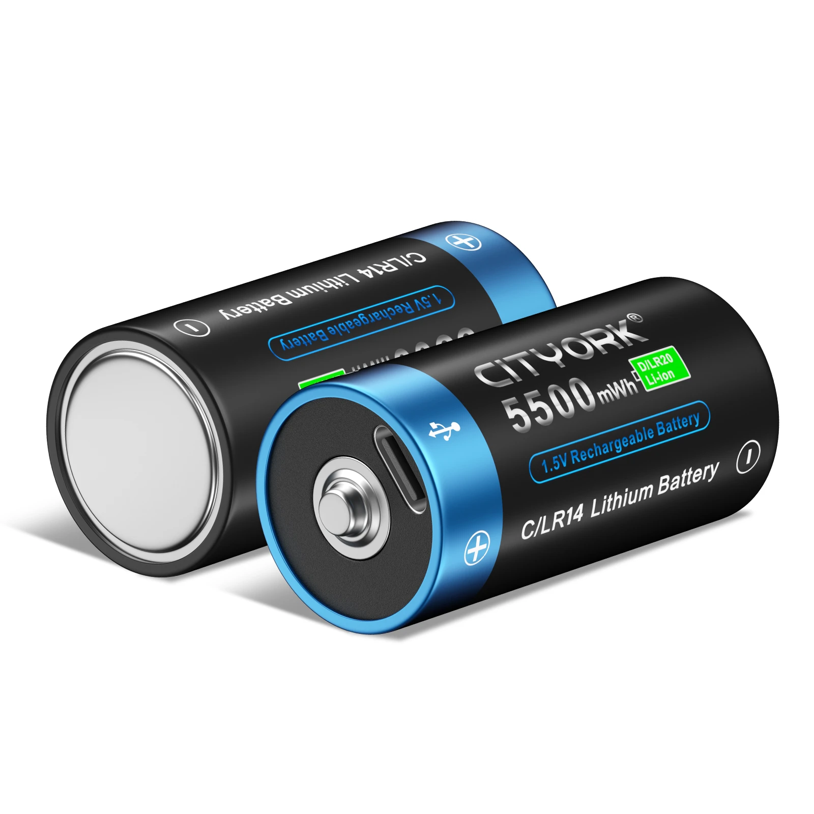 CITYORK 1.5V C Size Rechargeable Battery Type-c USB Charging LR14 R14 Li-ion Batteries  for Flashlight Gas Cooker 100% Original