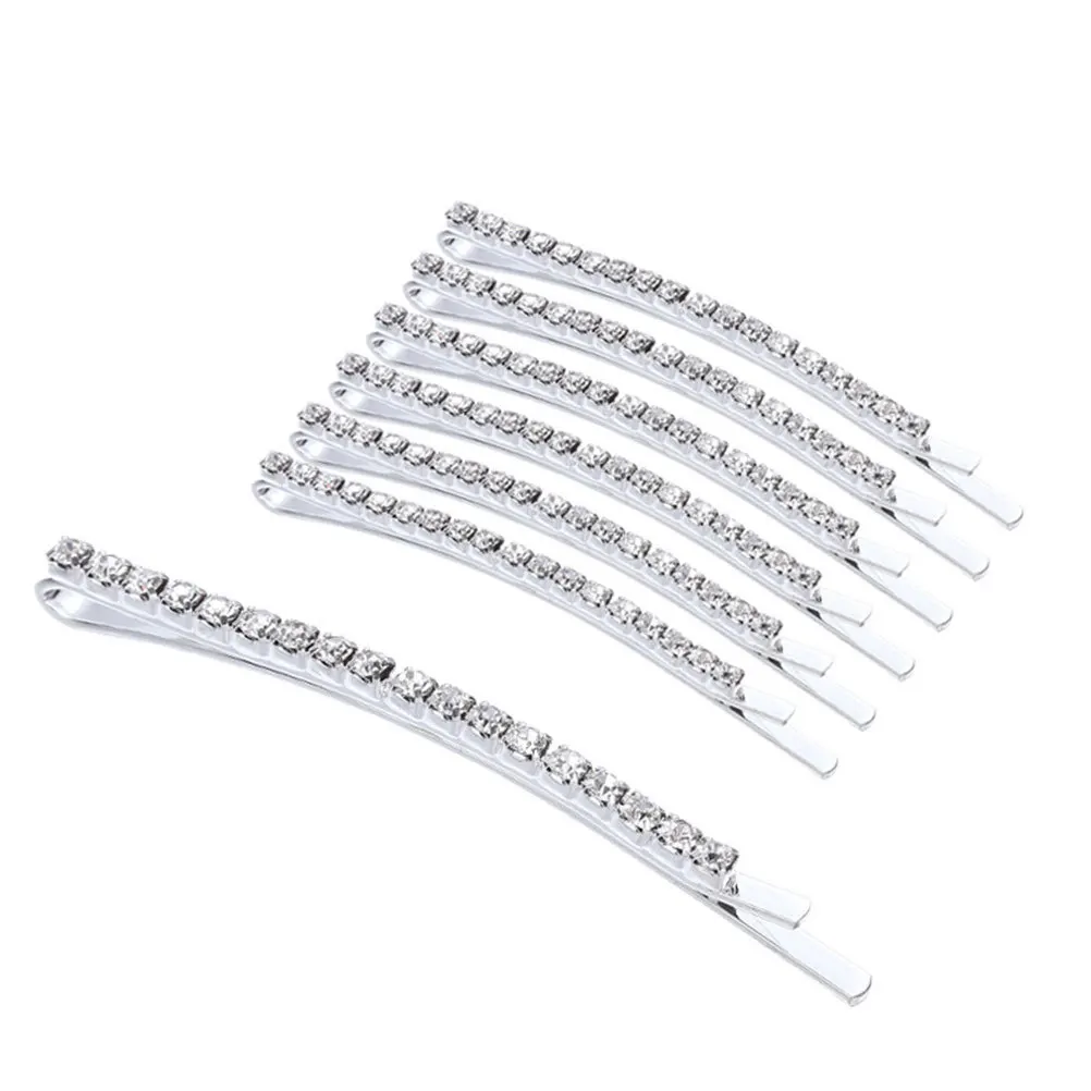 

10Pcs Crystal Hair Clips Rhinestone Bang Hairpins 5 Golden 5 Silver Elegant Hair Accessories Women Daily Travel Use