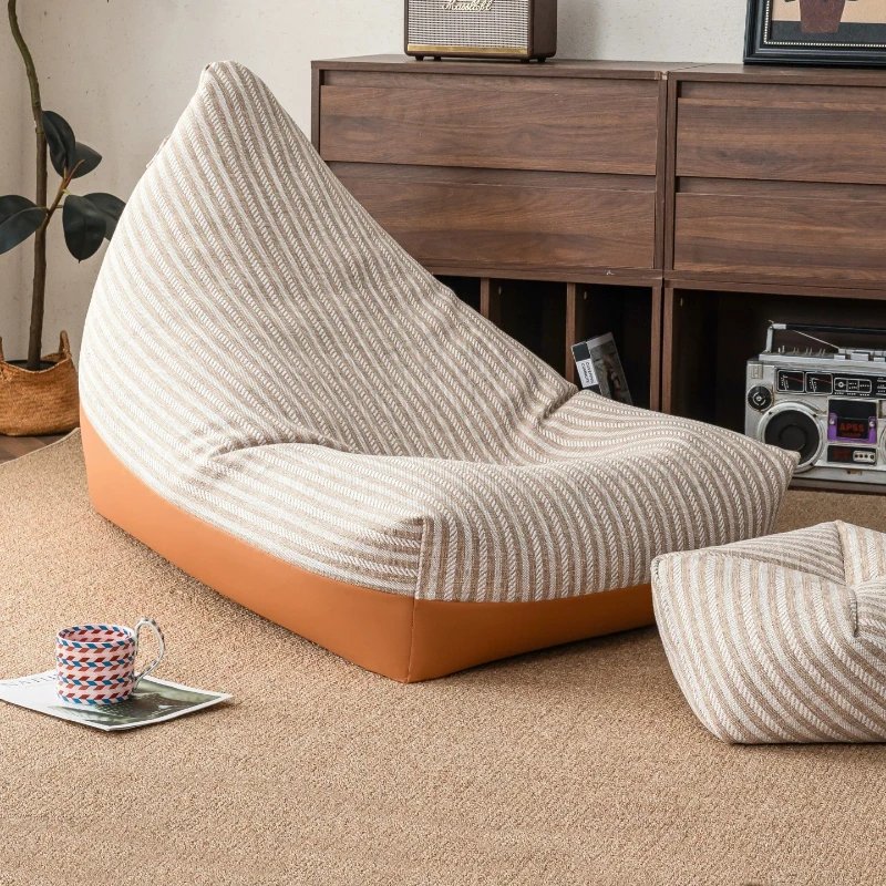 Linen Bean Bag Large Triangle Lazy Sofa Floor Cushion Single Recliner Sofa Lounge Bedroom For Living Room Bedroom Home Decor