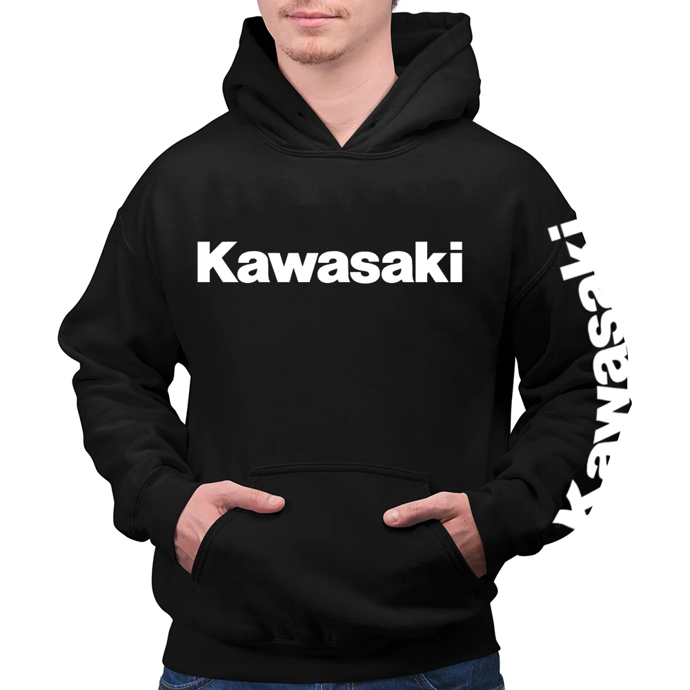 Sudadera con capucha para hombre y mujer, suéter deportivo con logotipo de motocicleta Kawasaki, color negro, a la moda, novedad de otoño e