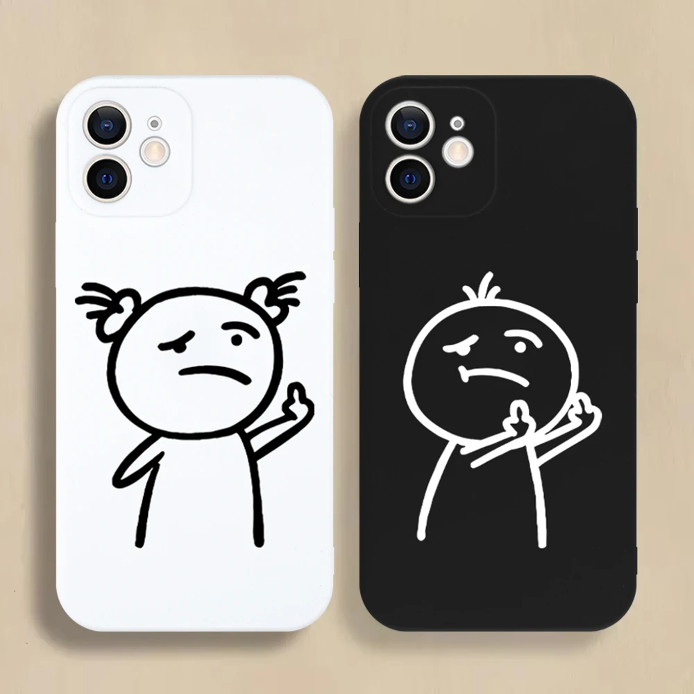 

Funny Cartoon Matchstick Man Phone Case For iPhone 16 15 14 13 12 11 Pro Max Mini X XS SE4 7 8 Plus 16E Shockproof Soft Cover
