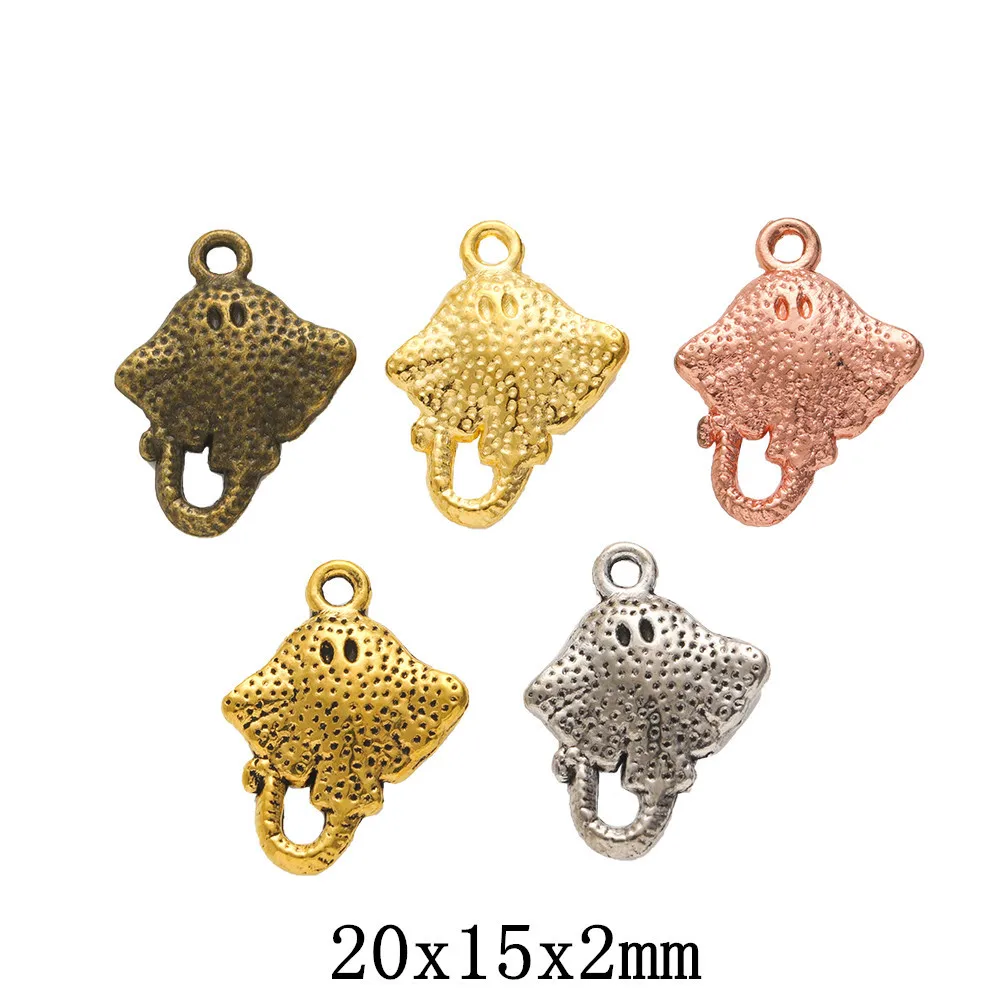 10PCS DIY Retro Zinc Alloy Jewelry Accessories Available in Five Colors Devil's Fish Pendant LJ808