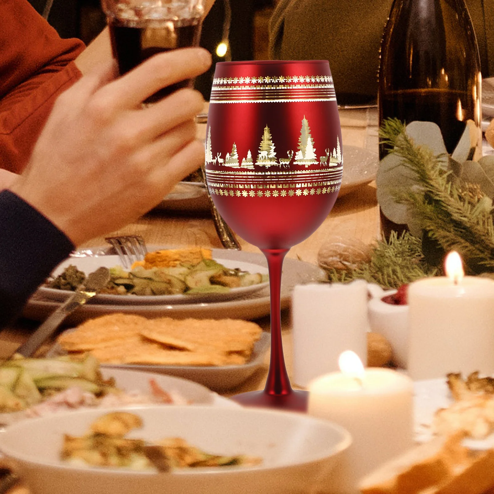 

Christmas Wine Glass Stemmed Red Wine Goblets Elegant Xmas Tree Design Decorative Holiday Table Glassware Christmas Goblets