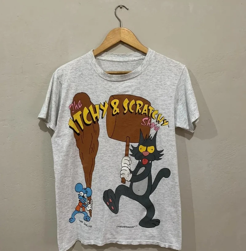 Camiseta Vintage The Itchy & Scratchy Show, camiseta Unisex, camiseta S-4XL, camiseta de Papá Noel, camiseta gráfica divertida, camiseta Retro de dibujos animados