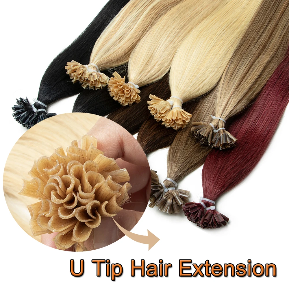 

MRSHAIR U Tip Hair Extension Human Hair 30G Nail U Tip Hair For Women 12-20" Pre Bonded Hair Extensions Natural Keratin Tip Hair