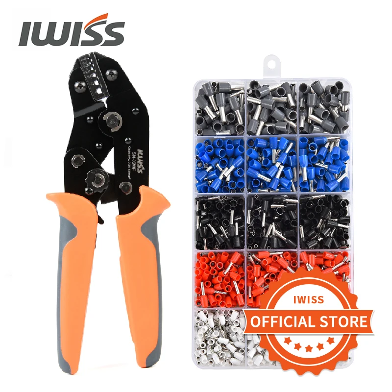 SN-06WF Ferrule Crimping Tools Wire Crimper Pliers 1200PCS Tubular Terminals Kit for Electricians, Adjustable Ratchet Tools