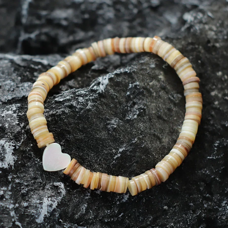 Simple Style Beach Natural Shell Bracelet For Women Heart Cross Strand Braclet Gifts For Her Summer Surfer Nautical Braslet