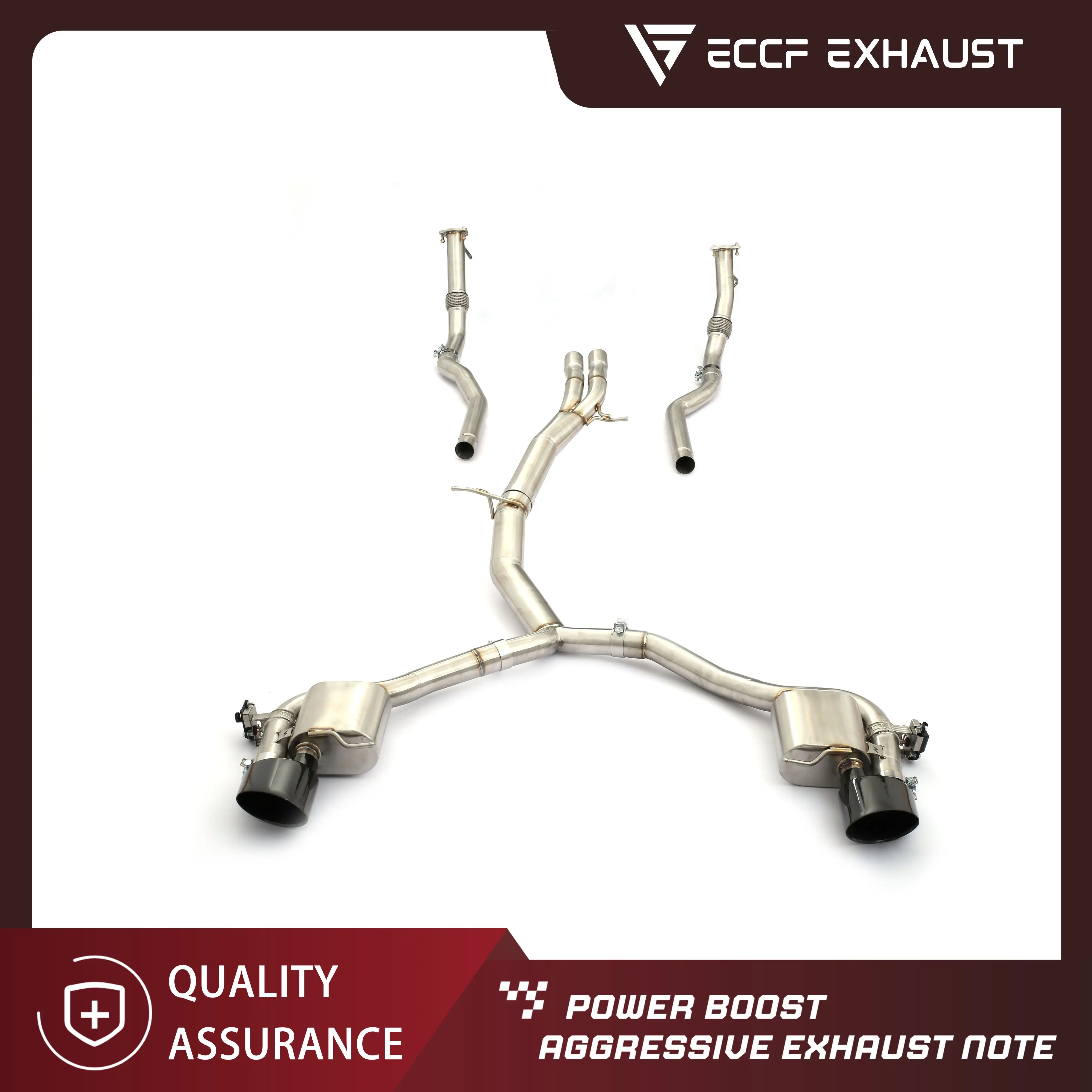 

ECCF Stainless Steel Catback Exhaust with Front Pipe for Audi RS5 B9 B9.5 Valved Performance System Deep Sport Sound
