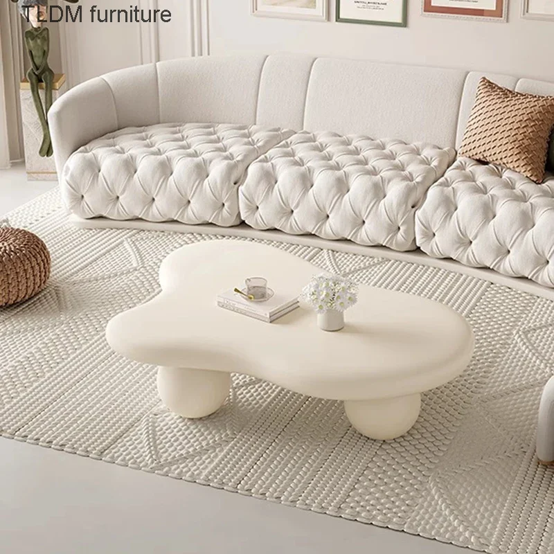 

White Cute Coffee Tables Minimalist Modern Glam Space Saving Side Table Unique Aesthetic Muebles Para El Hogar Furniture