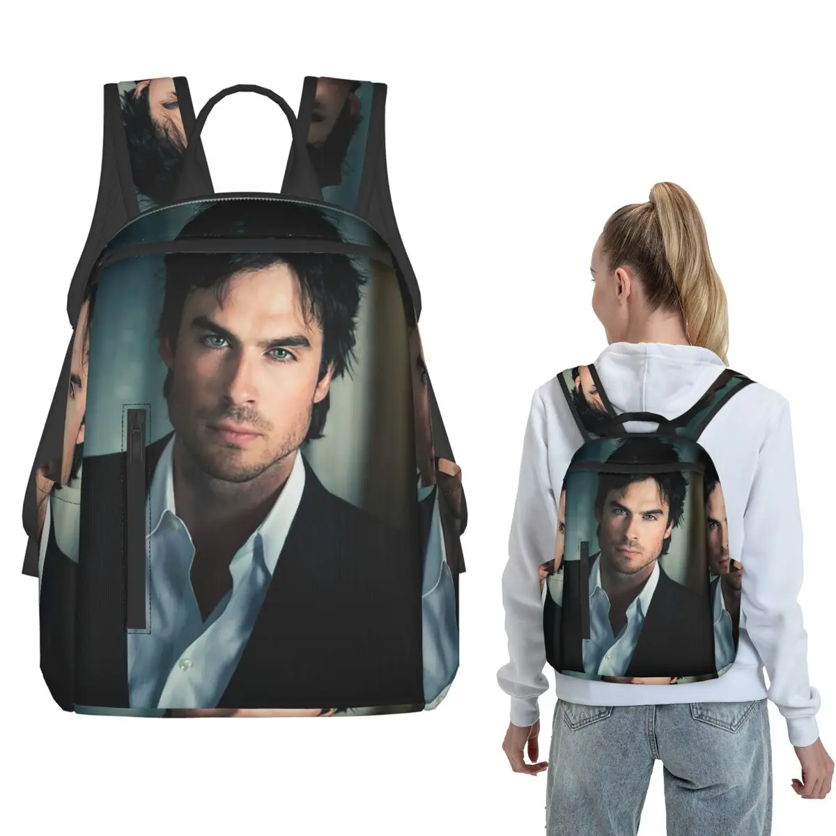 

Damon Salvatore Vampire Diaries Movie Backpack Large Capacity Kids BookBag School Bag Shoulder Bags for Men Women