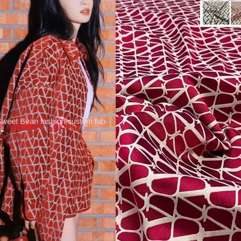 Gouden Lijn Garengeverfde Jacquard Brokaat Stof Reliëf Bloem Jasje Windjack Mode Doek voor Jurk Naaien Per Meter