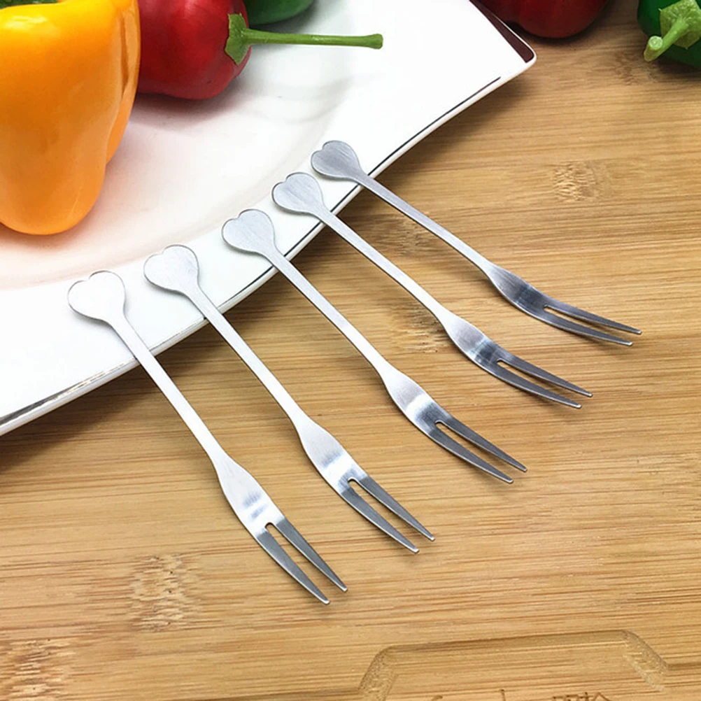

20pcs Heart Shaped Fruit Forks Stainless Steel Reusable Picks Cake Party Wedding Everyday Lightweight Sturdy Easy Clean