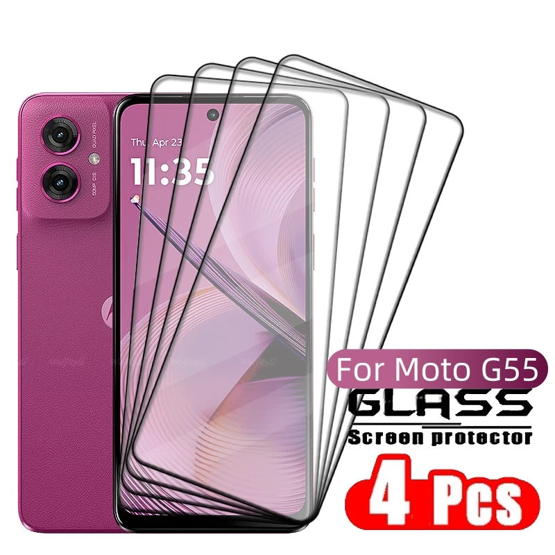 4/3/2/1 Uds para Motorola Moto G55 vidrio Moto G55 Protector de vidrio templado cubierta completa pegamento 9H HD Protector de pantalla Moto G55 G 55