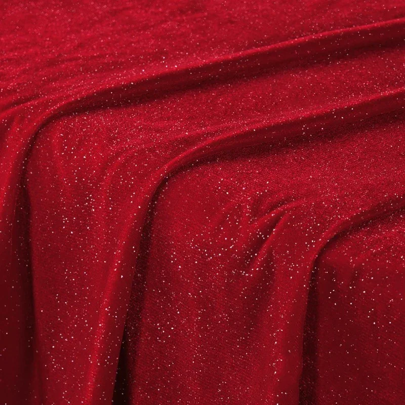 

1m Shimmering Starry Velvet Fabric Pure Color Bright Silk Glitter Velvet Fabric Non-elastic for DIY Sewing Cheongsam Dresses