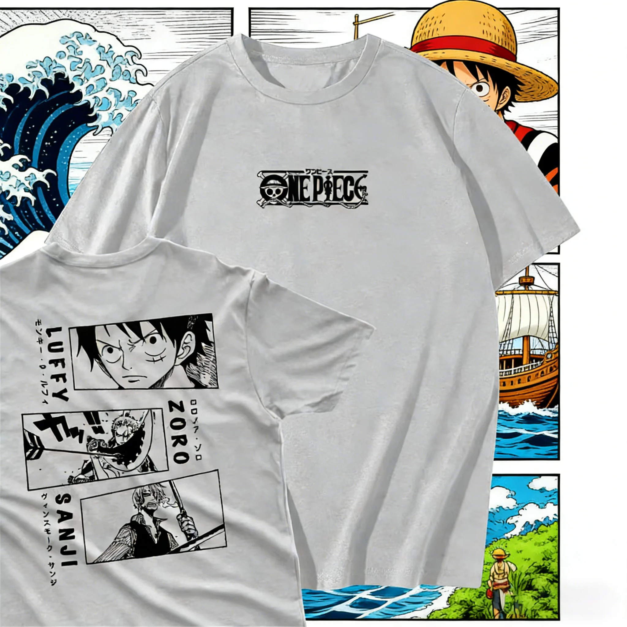 

Летняя рубашка в стиле японского аниме ONE PIECE для мужчин, свободная, удобная, из хлопка, с короткими рукавами, для мужчин и женщин