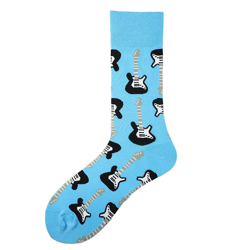 1 Paar Mode lässig Männer Socken Harajuku Gitarre Musik Draht bunte Skateboard Persönlichkeit Hip Hop Print lustige Straßen socken