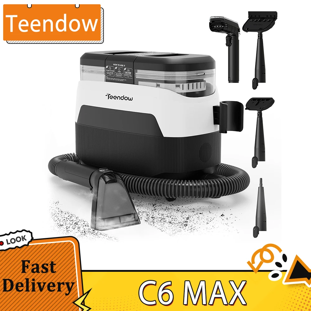 Teendow C6 MAX 3-in-1 Polster- und Teppichreiniger, 1650 W Dampf, 12000 Pa Saugkraft, zwei Tanks, haustierfreundlich, mehrere Düsen