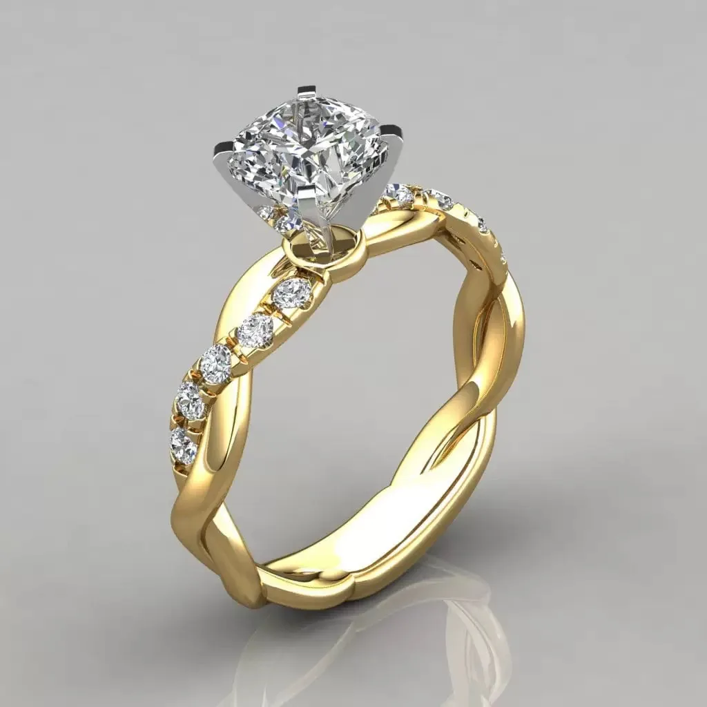 Hot-selling new model 18k gold-plated alloy rose gold princess square diamond ring, popular among influencers, suitable for West