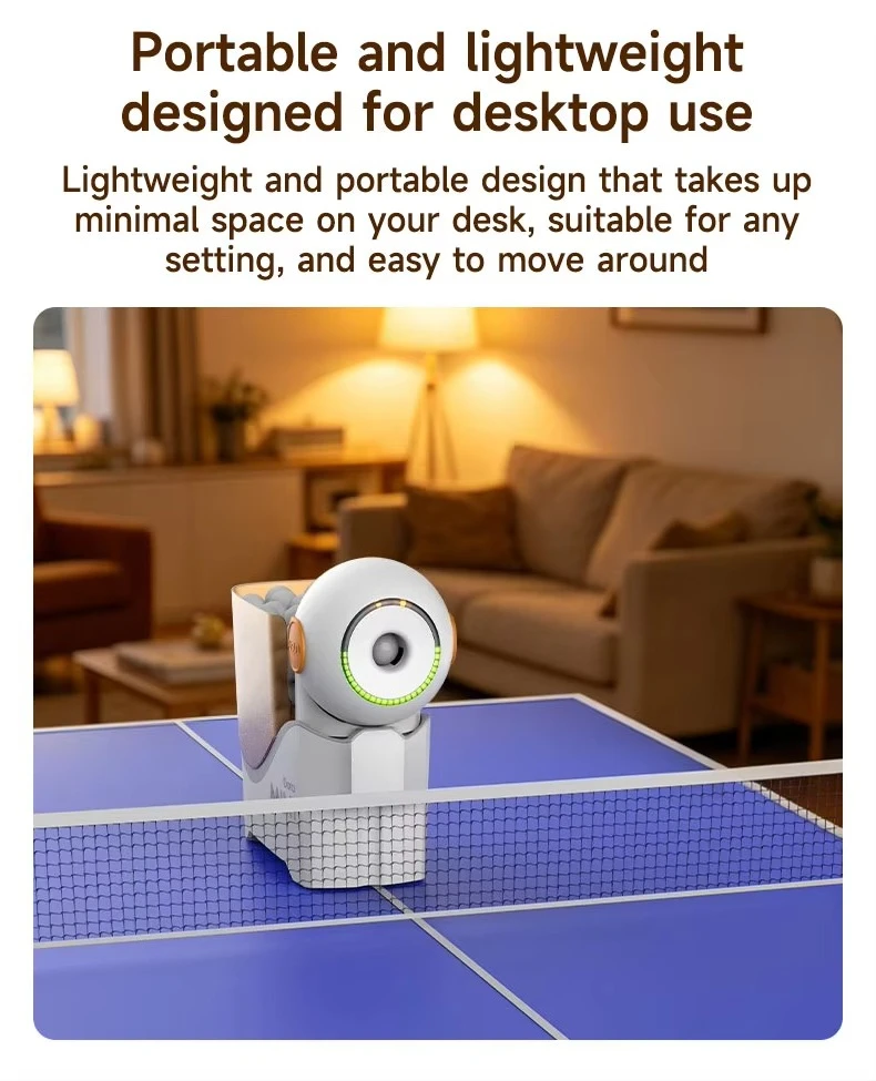 2026 NEW Arrival Dora Mini Pro Lightweight Portable Desktop 3-wheels Table Tennis Robot Custom Program for Home Club