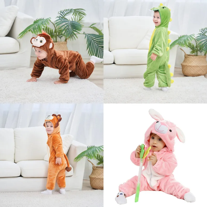 Animal Jumpsuit Pajamas Casual Loose Hooded Long Sleeve Animal Patterm Type Printing Cute Pullover Family Parent-child Pajamas