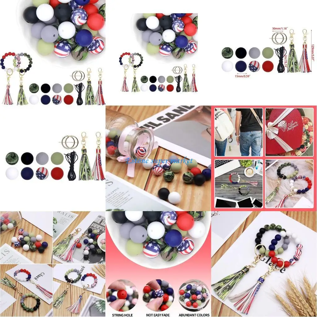 

090b 30pcs 15 -мм силиконовые бусинки объем для брелок, создавая разноцветные бусинки