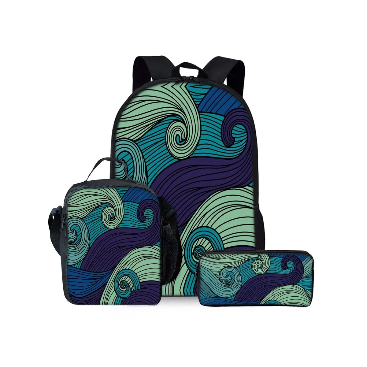 

Набор рюкзаков из трех предметов с волнистым принтом для мальчиков и девочек, лучшие подарки, школьная сумка с 3D мультяшным рисунком для детей