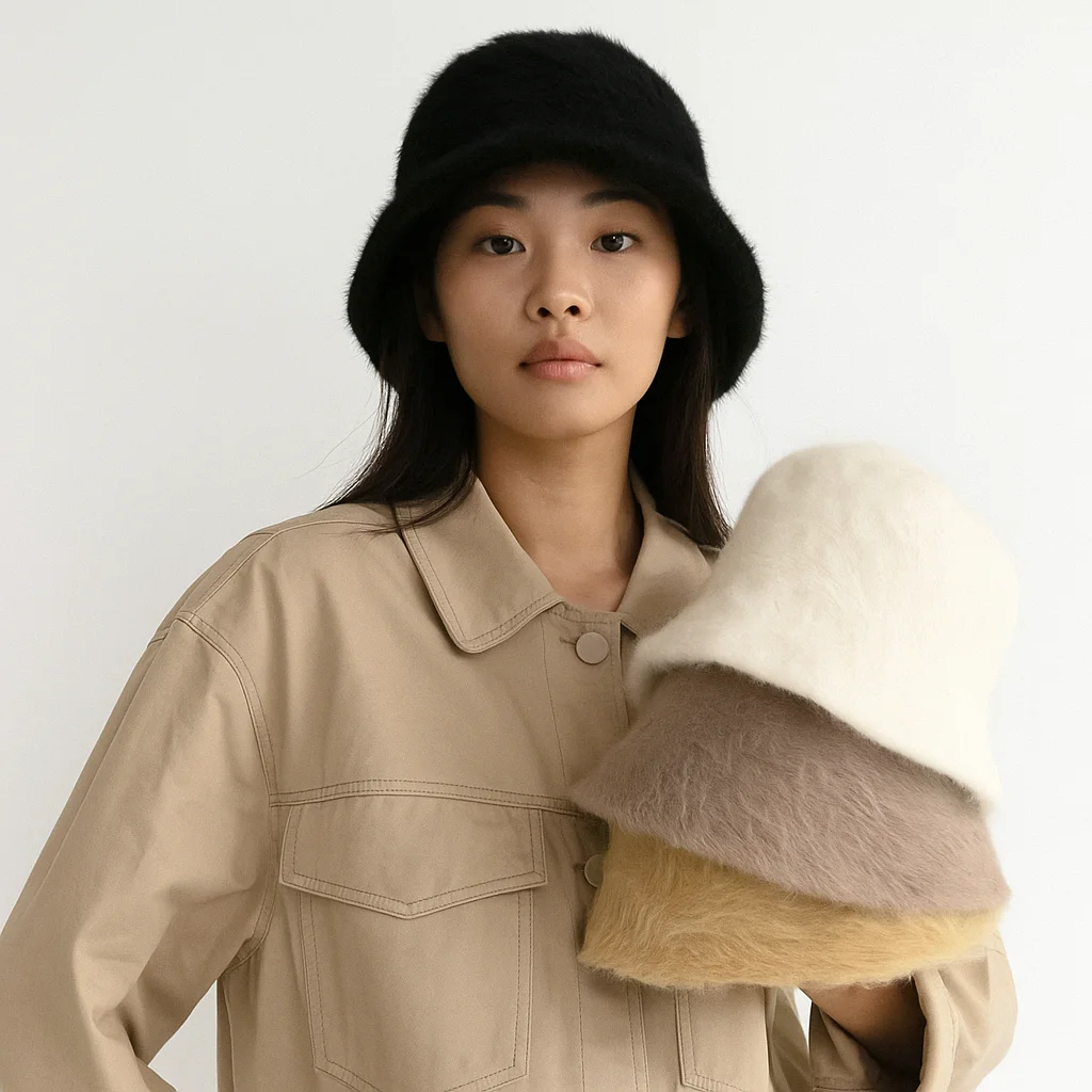 مزاجه محبوك غطاء دلو دافئ بلون الشتاء صياد قبعة يندبروف مكافحة البرد قبعة بحافة الخريف زي حلية #3