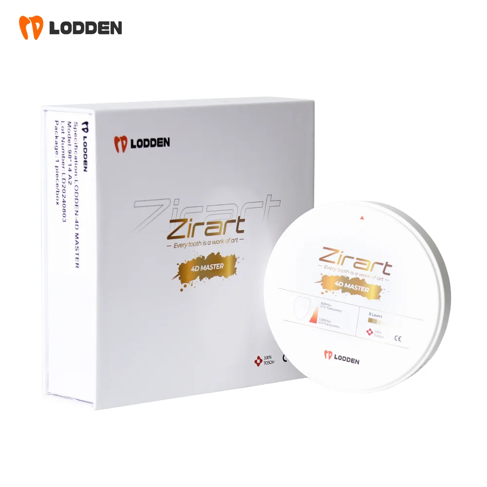 LODDEN 4D MASTER 100% Tosoh 8 Layer Zirconia Dental Multilayer Color For CAD CAM Open System 98x25mm 43%-57% High Strength