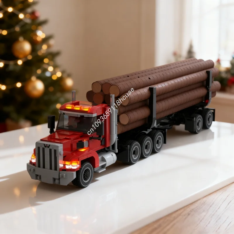 

442pcs MOC Western Star Log Truck Mule Trailer Model Christmas Gift Building Toy Blocks Construction DIY Creative Idea Birthday