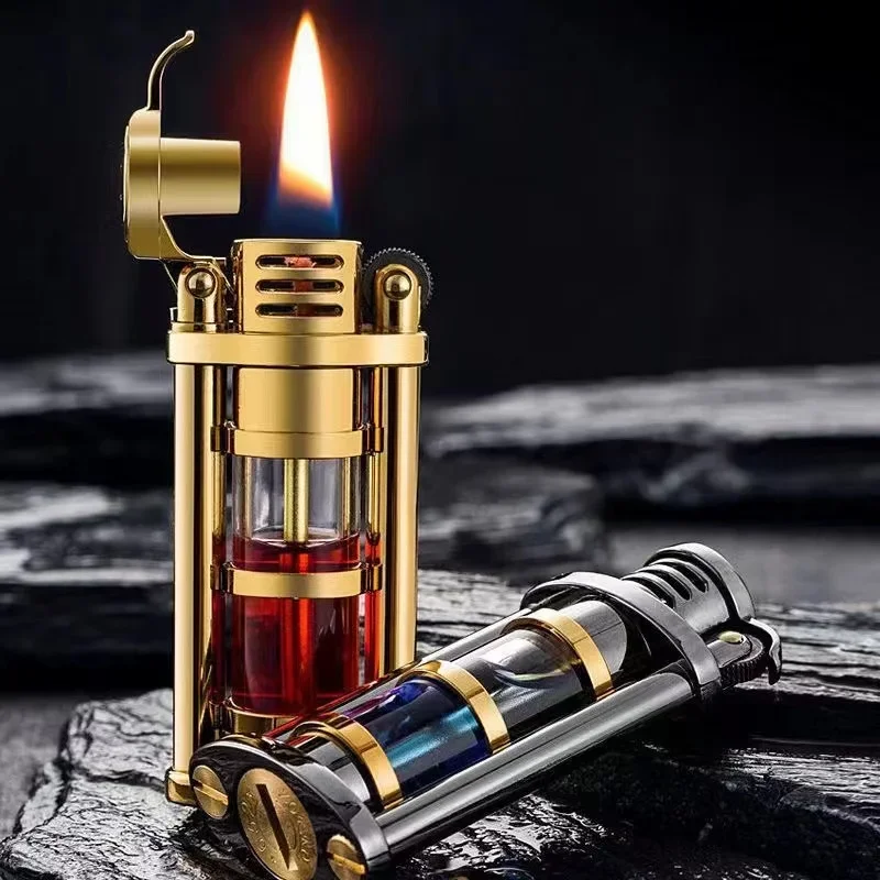 ZORRO Portable Retro Lighter, Creative Grinding Wheel Lighter with Clear Transparent Oil Tank, Various Selections