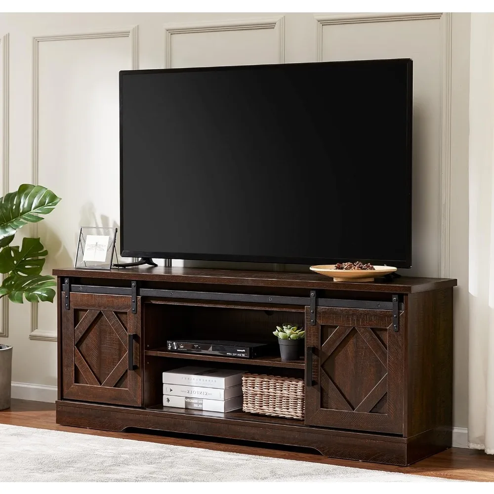 

Farmhouse TV Stand Modern Sliding Barn Door Entertainment Center for TVs Up to 65 inch