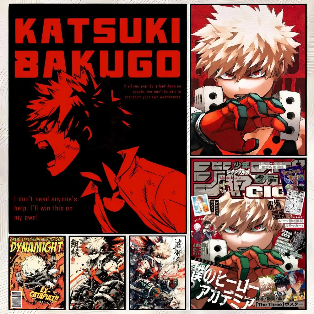 Anime M-My Hero Academia Bakugo Katsuki Poster Vintage PP Paper Wall Art Home Decor Print for Bedroom Living Room Aesthetic Gift
