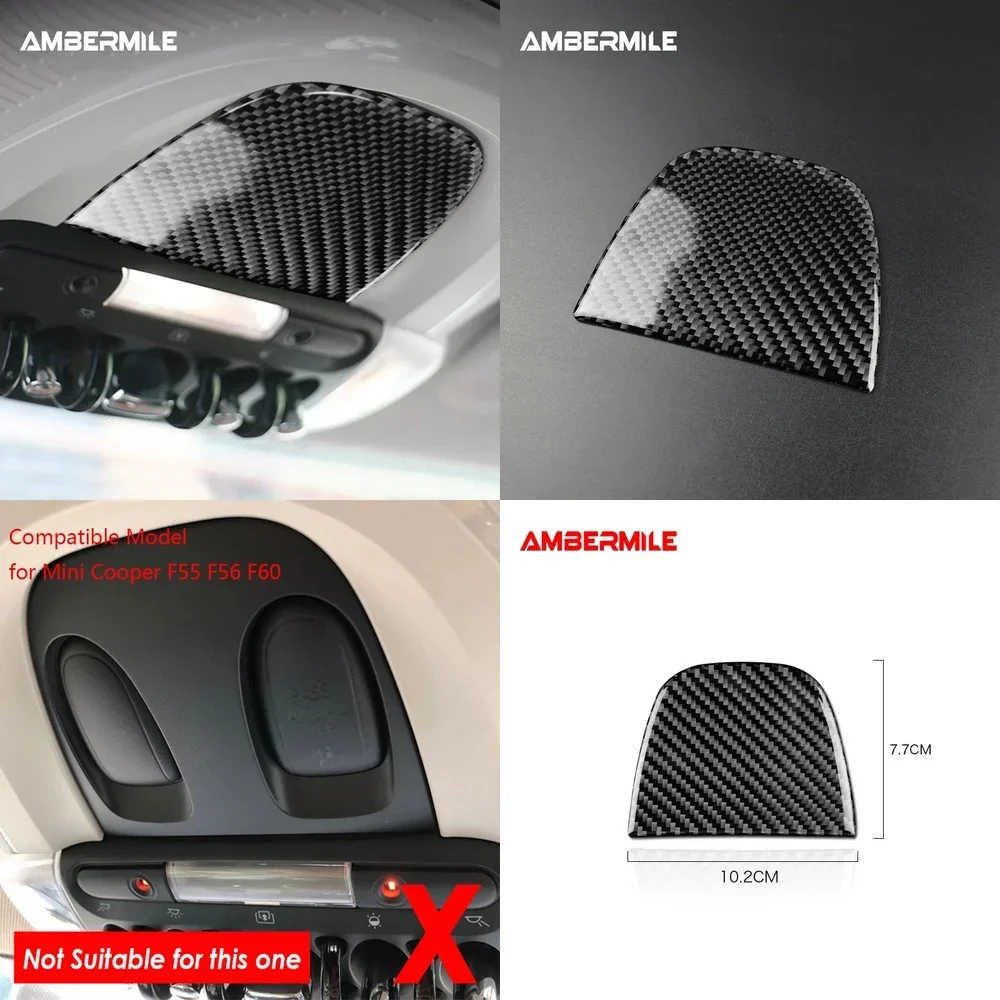 

AMBERMILE Carbon Fiber Car Interior Reading Light Cover Stickers Decorations for Mini Cooper F55 F56 Countryman F60 Accessories
