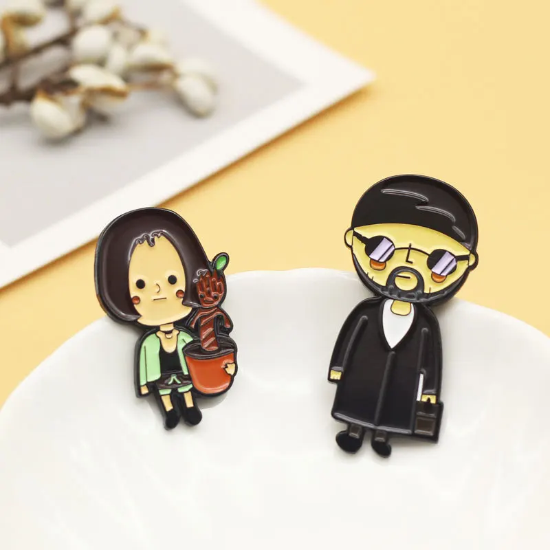 Leon The Professional House Plant Enamel Pins Enamel Pins Terror Killer Badges Lapel pins Brooches Women Men Jewelry Gifts