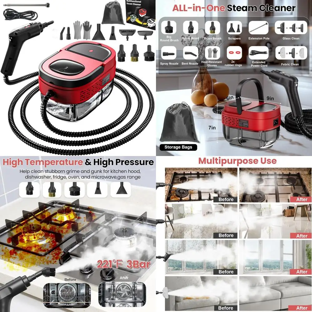 

Пароочиститель высокого давления мощностью 2500 Вт с 3 уровнями и резервуаром емкостью 1600 мл для дома, автомобиля, клопов кроватей и глубокой очистки