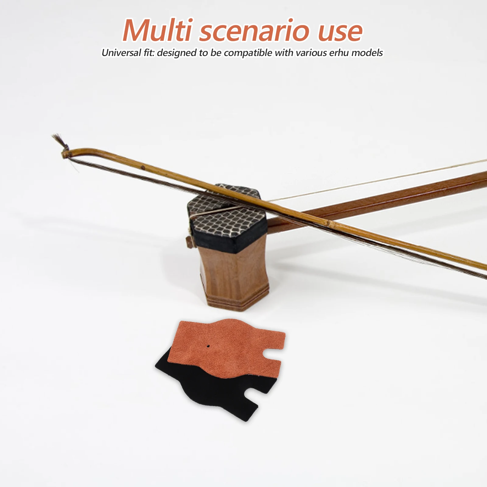 

2 Pcs Erhu Non-slip Mat Anti-slip Cushion Stringed Instrument Self Adhesive Protective Support Cowhide Pad
