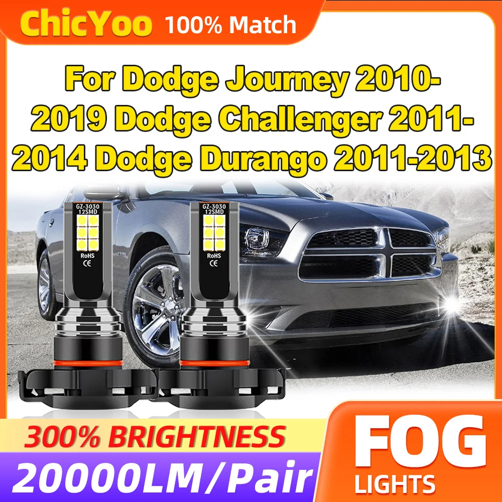 Luces antiniebla LED de 20000LM, 6000K, blancas, 12V, para Dodge Journey 2010-2019, Dodge Challenger 2011-2014, Dodge Durango 2011-2013